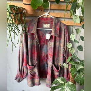 Free People Colorful Plaid Button-Down Shirt